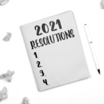 2021 resolutions list on piece of paper