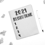 2021 resolutions list on piece of paper