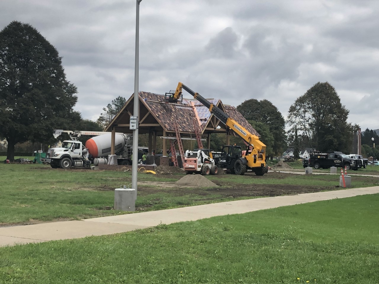 Construction continues in front of Devereux Hall