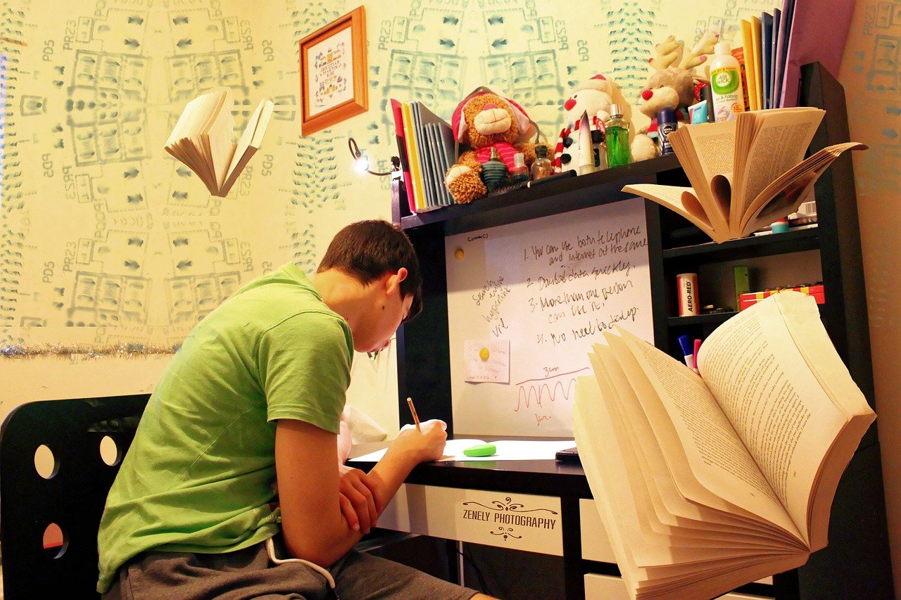 Students studying at desk